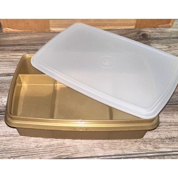 Tupperware Other - Tupperware Tuppercraft Stow-N-Go Storage Box Gold 3 Piece Lid Tray 767